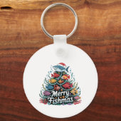 Grappige Visvangst Kerstboom Visser Liefhebber Sleutelhanger (Voorkant)