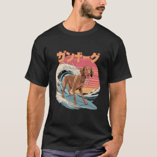 Grappige Vizsla Hond Japanse Kanagawa Wave T-shirt