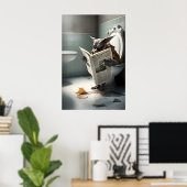 Grappige Vleermuis Badkamer Print Leest Krant Op (Thuiskantoor)