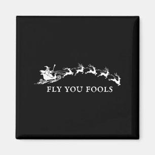 Grappige Vlieg Jullie Dwazen Kerstman Kerststal Re Magneet