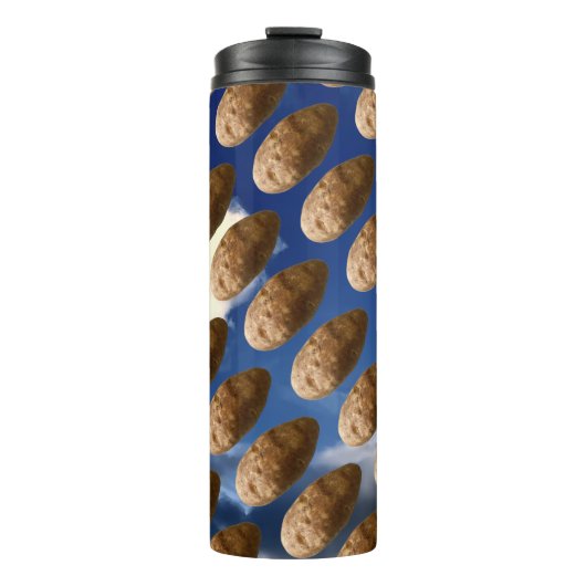 Grappige Vliegende Aardappels Ruimteaardappel Foto Thermosbeker (Voorkant)