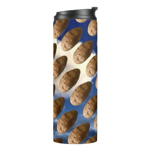 Grappige Vliegende Aardappels Ruimteaardappel Foto Thermosbeker (Gedraaid links)