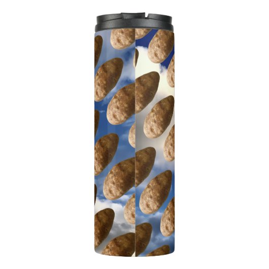 Grappige Vliegende Aardappels Ruimteaardappel Foto Thermosbeker (Achterkant)