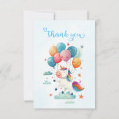 Grappige Vliegende Eenhoorn Regenboog Kleuren 1e V Bedankkaart (Voorkant)
