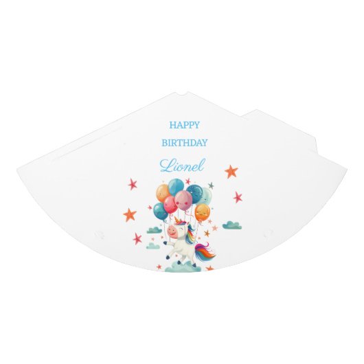 Grappige Vliegende Eenhoorn Regenboog Kleuren 1e V Feesthoedjes (Voorkant)