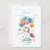 Grappige Vliegende Eenhoorn Regenboog Kleuren 1e V Kaart (Voorkant)