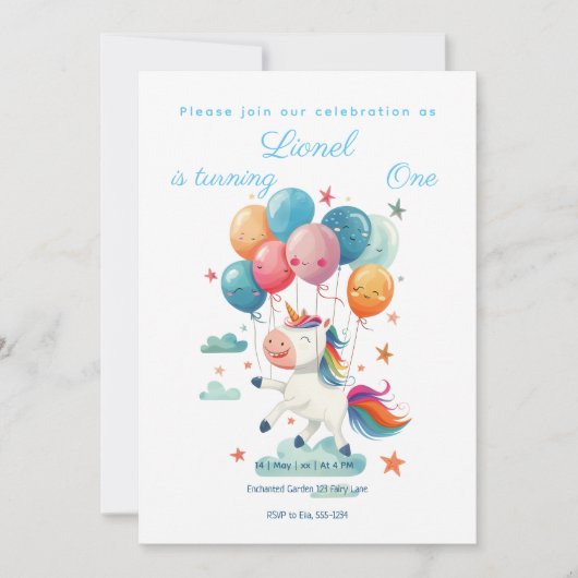 Grappige Vliegende Eenhoorn Regenboog Kleuren 1e V Kaart (Voorkant)