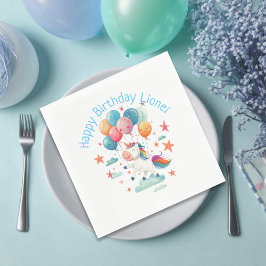 Grappige Vliegende Eenhoorn Regenboog Kleuren 1e V Servet