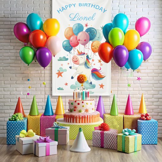 Grappige Vliegende Eenhoorn Regenboog Kleuren 1e V Spandoek