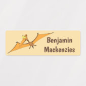 Grappige vliegende pterodactyl cartoon gepersonali labels (Design 1)