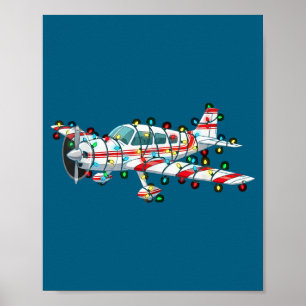 Grappige Vliegtuig Kerst Grafische Lichtjes Liefhe Poster