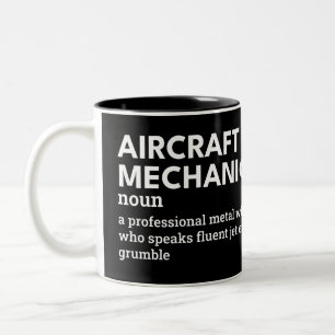 Grappige Vliegtuig Mechanische Definitie Tweekleurige Koffiemok