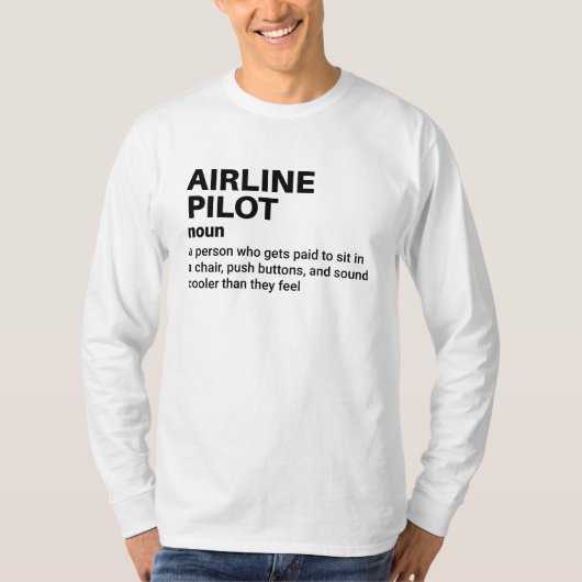 Grappige vliegtuigkapiteinsdefinitie t-shirt (Voorkant)