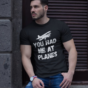 Grappige vliegtuigtypografie ‘Je had me al bij vli T-shirt