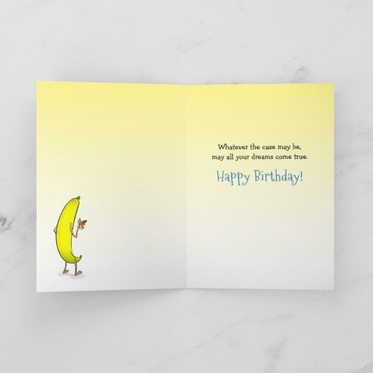 Grappige Vlinder Banaan Gelukkige Verjaardag Groet Kaart (Binnen)