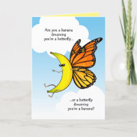 Grappige Vlinder Banaan Gelukkige Verjaardag Groet