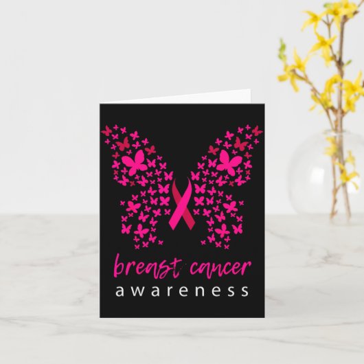 Grappige Vlinder Borstkanker Bewustzijns Lint  Kaart (Gele Bloem)