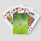 Grappige vlinder glundert over blad pokerkaarten (Achterkant)
