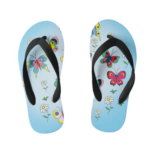 Grappige vlinders op de achtergrond van de hemel kinder teenslippers (Voetbed)