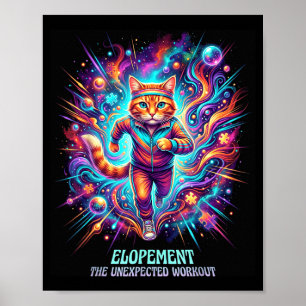 Grappige Vlucht De Onverwachte Workout Retro Kat Poster