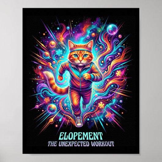 Grappige Vlucht De Onverwachte Workout Retro Kat Poster (Voorkant)