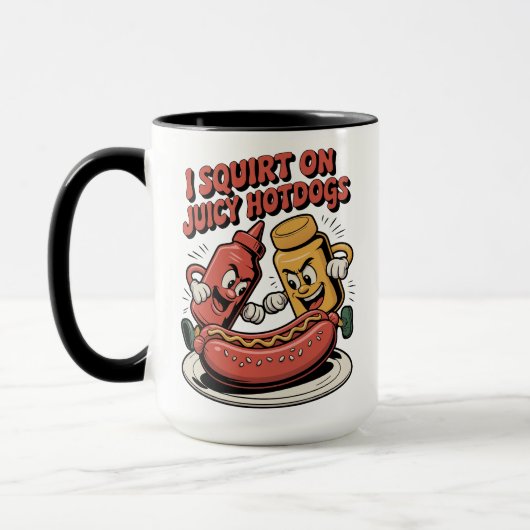 Grappige voedselliefhebbers ik spuit op sappige ho mok (Links)