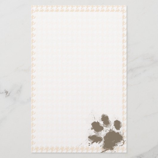 Grappige voetafdruk; Antiek witte houndstooth Briefpapier (Voorkant)
