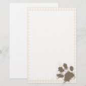 Grappige voetafdruk; Antiek witte houndstooth Briefpapier (Voorkant / Achterkant)