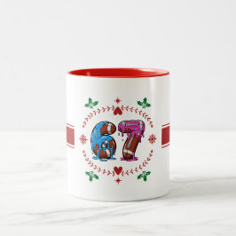 Grappige Voetbal 67 Drip Art Kerst Vakantie Meme Tweekleurige Koffiemok