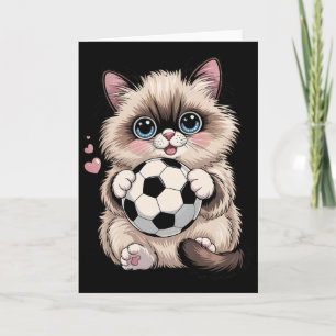 Grappige Voetbal Birmaanse Meisje Dat Van Katten H Kaart