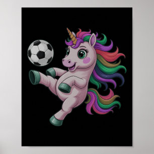 Grappige Voetbal Eenhoorn Gewoon Meisje Dat Van Ch Poster