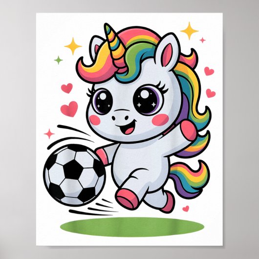 Grappige Voetbal Eenhoorn Gewoon Meisje Dat Van Sp Poster (Voorkant)