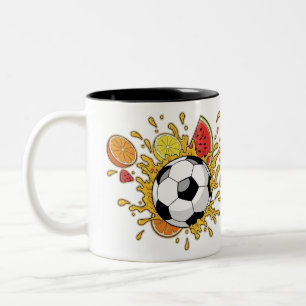 Grappige Voetbal Fruit Splash Koffiemok Tweekleurige Koffiemok