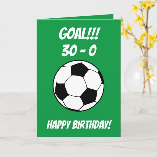 Grappige Voetbal Groen Zoon 30e Verjaardag Kaart (Gele Bloem)