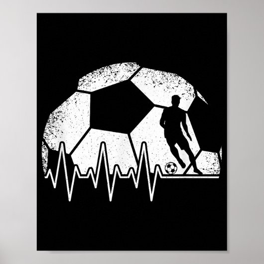 Grappige Voetbal Hartslag Voetballer Poster (Voorkant)