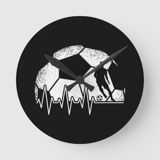 Grappige Voetbal Hartslag Voetballer Ronde Klok (Voorkant)