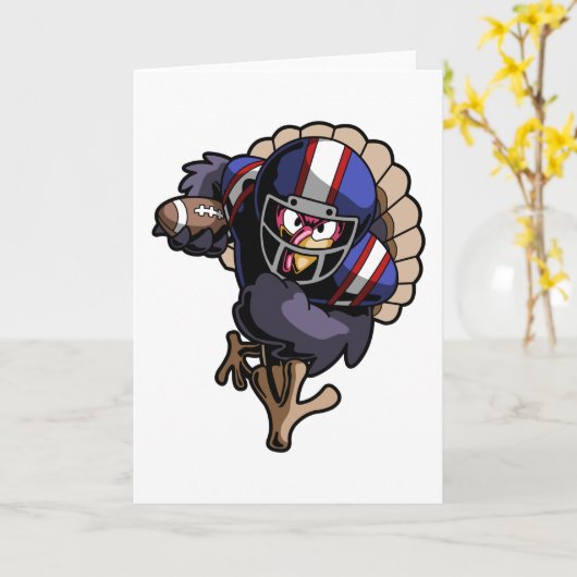 Grappige Voetbal Kalkoen Gelukkig Thanksgiving Cad Kaart (Gele Bloem)