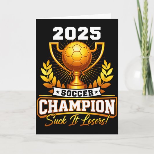 Grappige voetbal kampioen 2025 trofee  kaart (Voorkant)