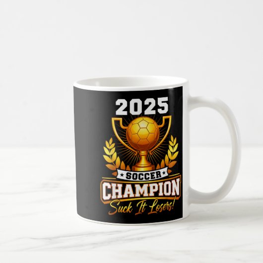Grappige voetbal kampioen 2025 trofee koffiemok (Rechts)