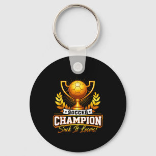 Grappige voetbal kampioens trofee sleutelhanger