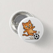 Grappige Voetbal Kat die Bal Kipt Knop Ronde Button 3,2 Cm (Voorkant /achterkant)