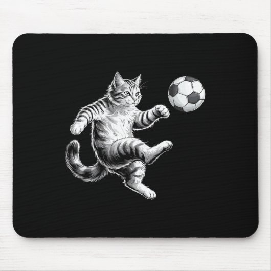 Grappige Voetbal Kat Mannen Vrouwen Kinderen Muismat (Voorkant)