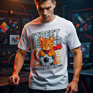 Grappige Voetbal Kat, Schattig Straatlegende Cadea Tri-Blend Shirt