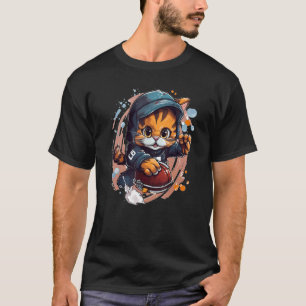 Grappige Voetbal Kat voor Amerikaanse Sportfans en T-shirt