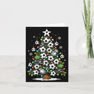 Grappige Voetbal Kerstboom Lichtjes Xmas Voetbal Kaart