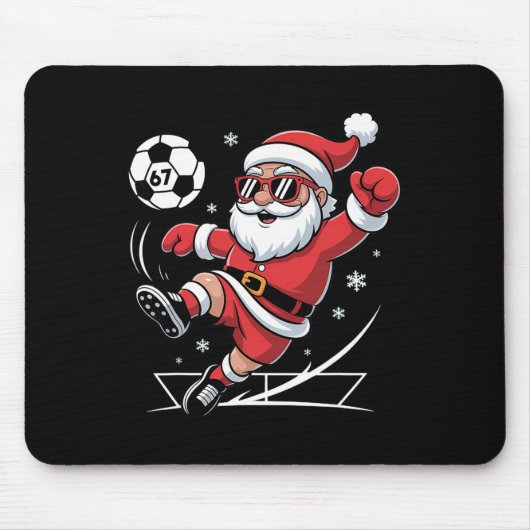 Grappige Voetbal Kerstman 67 Meme Kerstmis Xmas Py Muismat (Voorkant)
