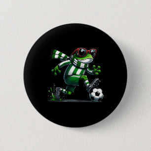 Grappige Voetbal Kikker Dier Graphic Kikker Spelen Ronde Button 5,7 Cm