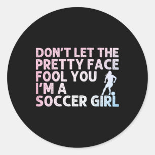 Grappige Voetbal Kunst Voor Meisjes Vrouwen Voetba Ronde Sticker