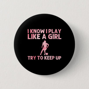 Grappige Voetbal Kunst Voor Vrouwen Meisjes Voetba Ronde Button 5,7 Cm