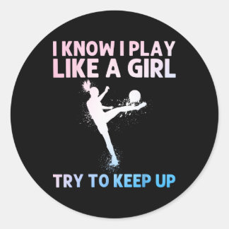 Grappige Voetbal Kunst Voor Vrouwen Meisjes Voetba Ronde Sticker